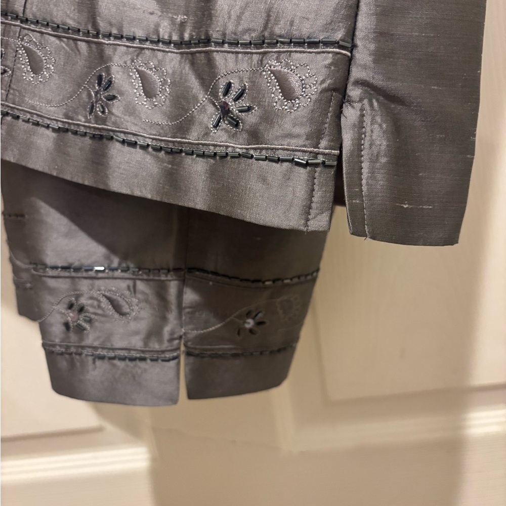 Notations 100% Silk Gray Women's Pants Set - Picture 6 of 16